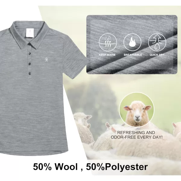 Little Donkey Andy Women's Golf Wool Polo Shirts Quick Dry T-Shirt Short Sleeve 4-Button Collared Sport Lightweight Tops