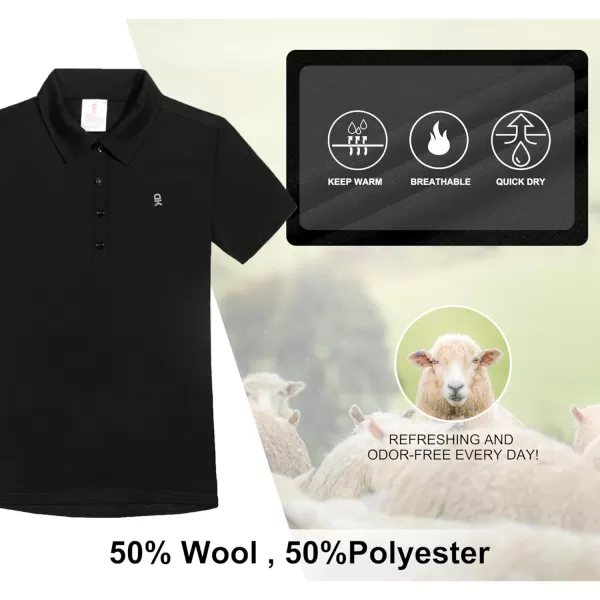 Little Donkey Andy Women's Golf Wool Polo Shirts Quick Dry T-Shirt Short Sleeve 4-Button Collared Sport Lightweight Tops