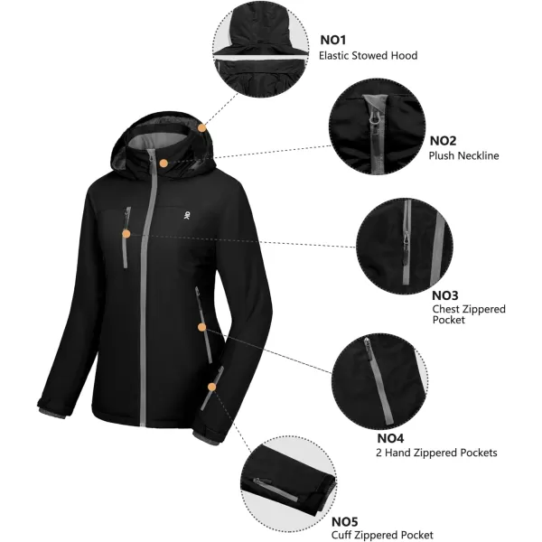 Little Donkey Andy Women's Insulated Jacket with Hood, Windproof Winter Ski Hiking Jacket, Lightweight and Water-Repellent