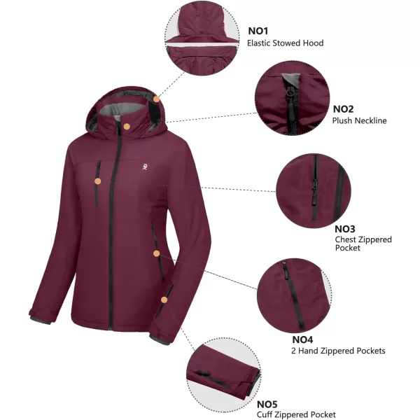 Little Donkey Andy Women's Insulated Jacket with Hood, Windproof Winter Ski Hiking Jacket, Lightweight and Water-Repellent