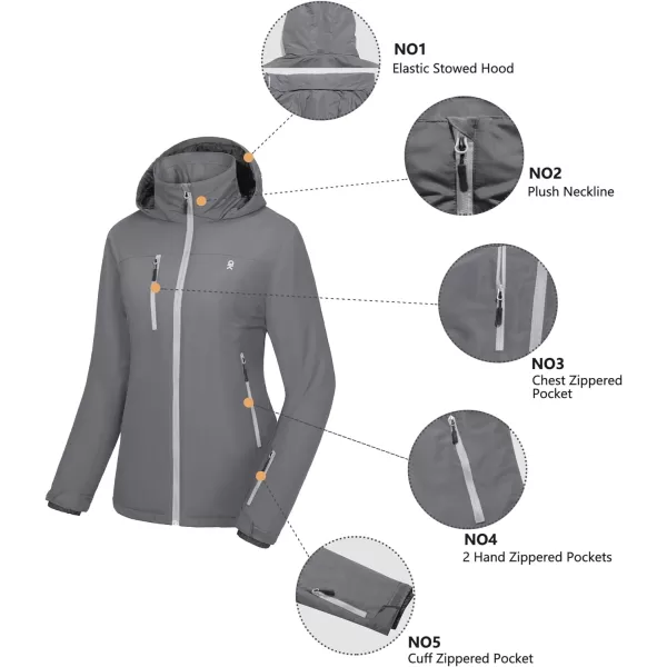 Little Donkey Andy Women's Insulated Jacket with Hood, Windproof Winter Ski Hiking Jacket, Lightweight and Water-Repellent