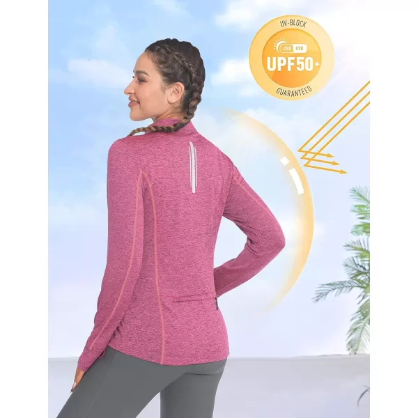 Little Donkey Andy Women's Lightweight Quarter Zip Pullover, UPF 50 Long Sleeve Athletic Shirts for Running Golf Workout