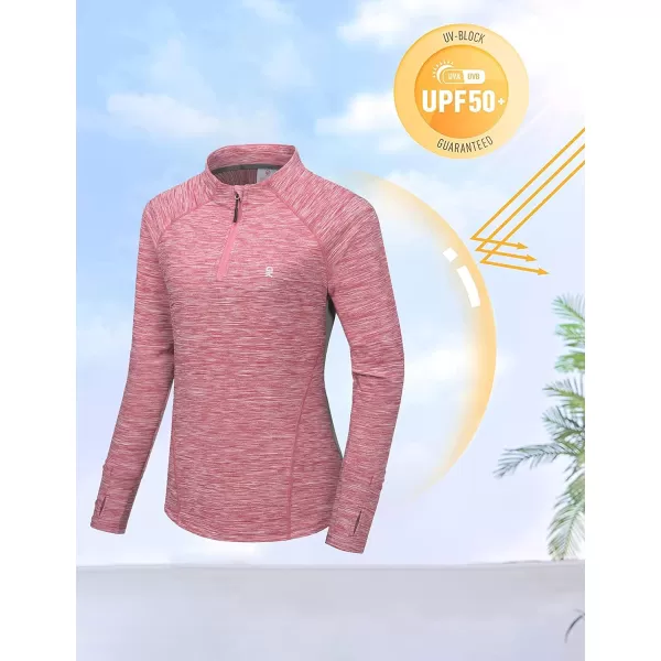 Little Donkey Andy Women's Lightweight Quarter Zip Pullover, UPF 50 Long Sleeve Athletic Shirts for Running Golf Workout