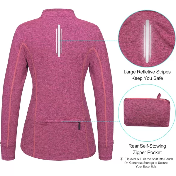 Little Donkey Andy Women's Lightweight Quarter Zip Pullover, UPF 50 Long Sleeve Athletic Shirts for Running Golf Workout