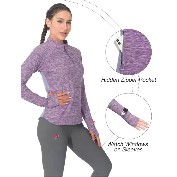 Little Donkey Andy Women's Lightweight Quarter Zip Pullover, UPF 50 Long Sleeve Athletic Shirts for Running Golf Workout