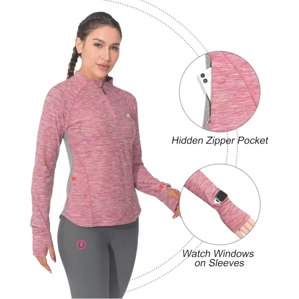 Little Donkey Andy Women's Lightweight Quarter Zip Pullover, UPF 50 Long Sleeve Athletic Shirts for Running Golf Workout