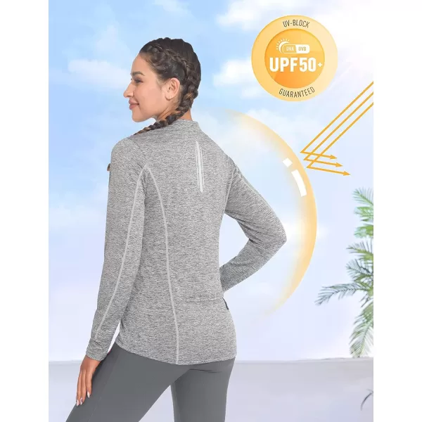 Little Donkey Andy Women's Lightweight Quarter Zip Pullover, UPF 50 Long Sleeve Athletic Shirts for Running Golf Workout