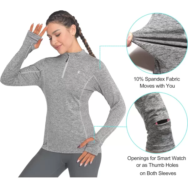 Little Donkey Andy Women's Lightweight Quarter Zip Pullover, UPF 50 Long Sleeve Athletic Shirts for Running Golf Workout