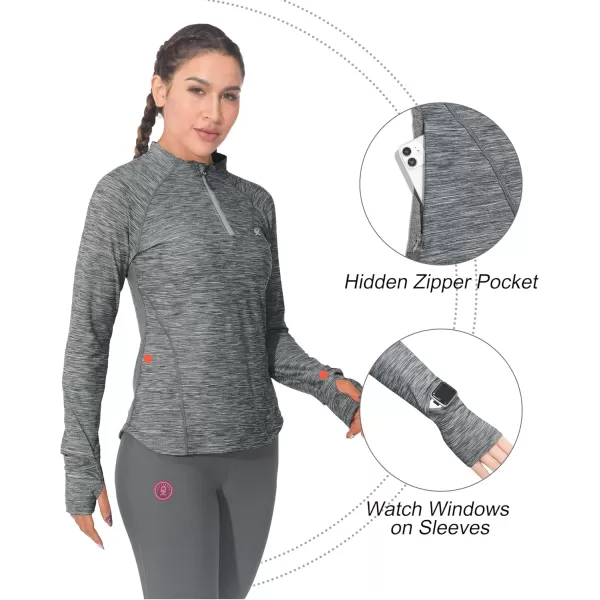 Little Donkey Andy Women's Lightweight Quarter Zip Pullover, UPF 50 Long Sleeve Athletic Shirts for Running Golf Workout