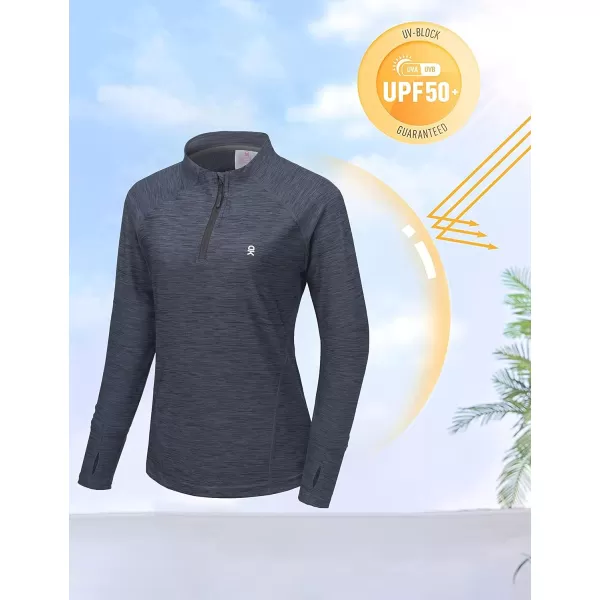 Little Donkey Andy Women's Lightweight Quarter Zip Pullover, UPF 50 Long Sleeve Athletic Shirts for Running Golf Workout