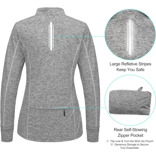 Little Donkey Andy Women's Lightweight Quarter Zip Pullover, UPF 50 Long Sleeve Athletic Shirts for Running Golf Workout