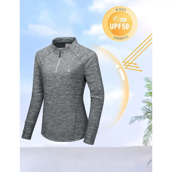 Little Donkey Andy Women's Lightweight Quarter Zip Pullover, UPF 50 Long Sleeve Athletic Shirts for Running Golf Workout