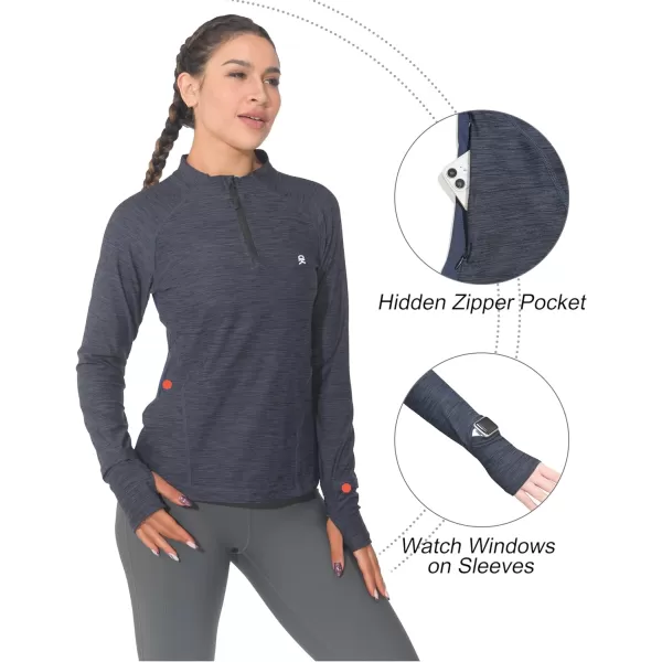 Little Donkey Andy Women's Lightweight Quarter Zip Pullover, UPF 50 Long Sleeve Athletic Shirts for Running Golf Workout