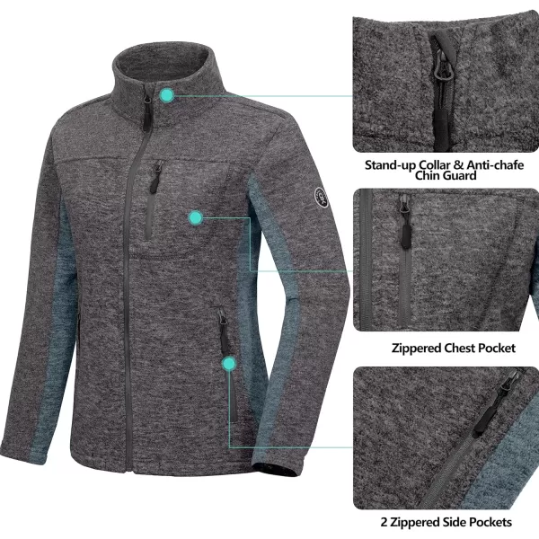 Little Donkey Andy Women's Lightweight Recycled Polar Fleece Hiking Jacket Full Zip Thermal Ski Travel Outerwear