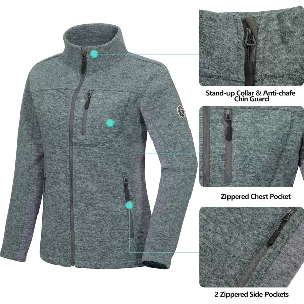 Little Donkey Andy Women's Lightweight Recycled Polar Fleece Hiking Jacket Full Zip Thermal Ski Travel Outerwear