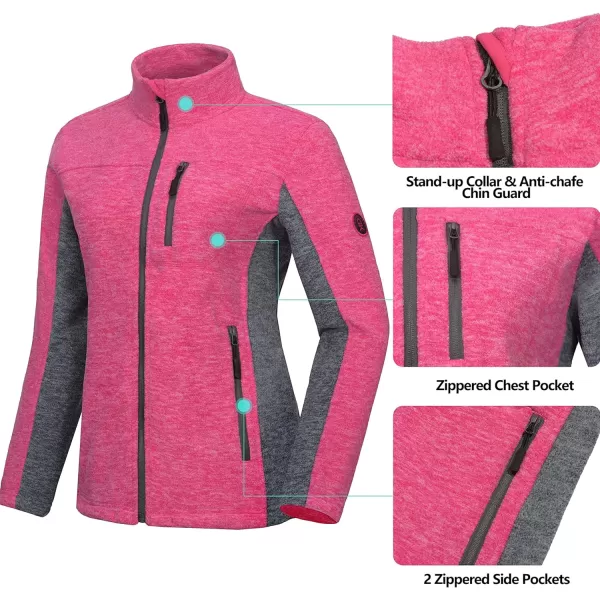 Little Donkey Andy Women's Lightweight Recycled Polar Fleece Hiking Jacket Full Zip Thermal Ski Travel Outerwear