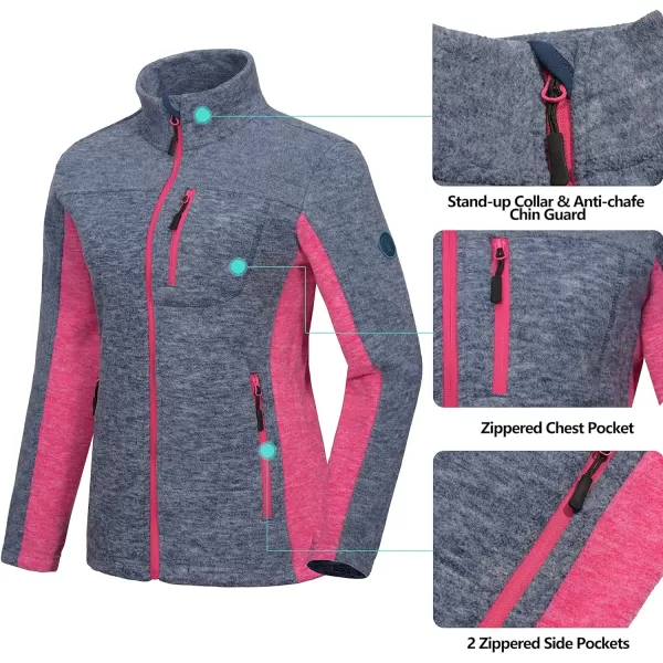 Little Donkey Andy Women's Lightweight Recycled Polar Fleece Hiking Jacket Full Zip Thermal Ski Travel Outerwear
