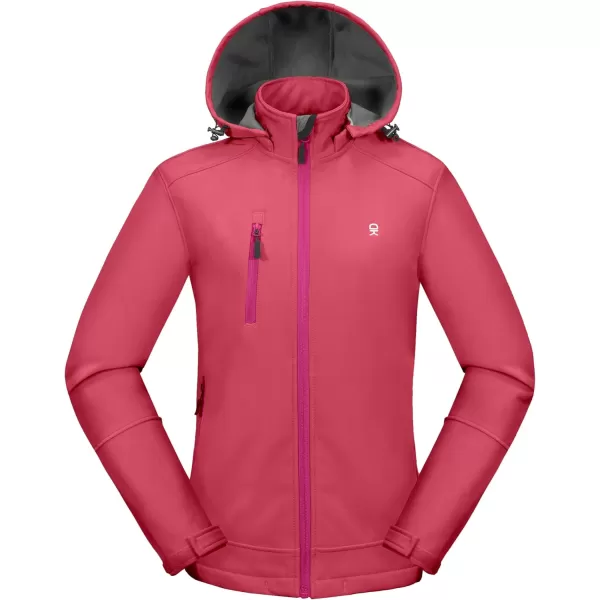 Little Donkey Andy Women’s Softshell Jacket, Ski Snowboarding Jacket with Removable Hood, Fleece Lined and Water Repellent