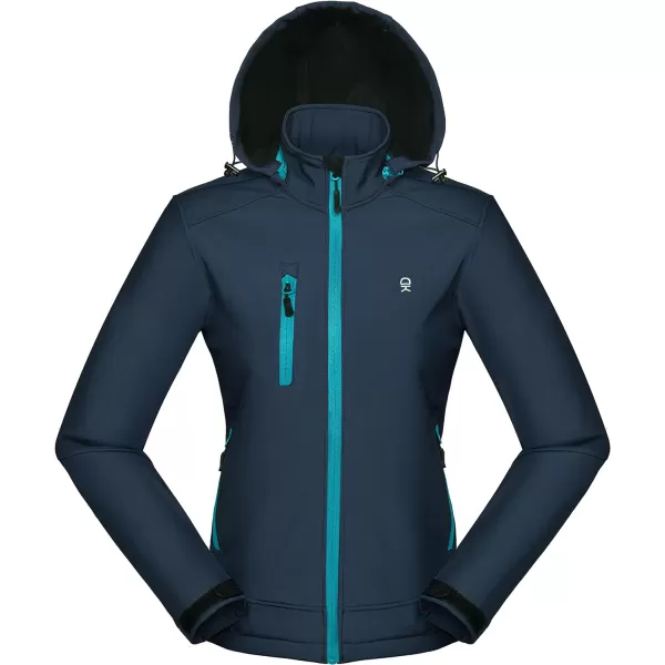 Little Donkey Andy Women’s Softshell Jacket, Ski Snowboarding Jacket with Removable Hood, Fleece Lined and Water Repellent