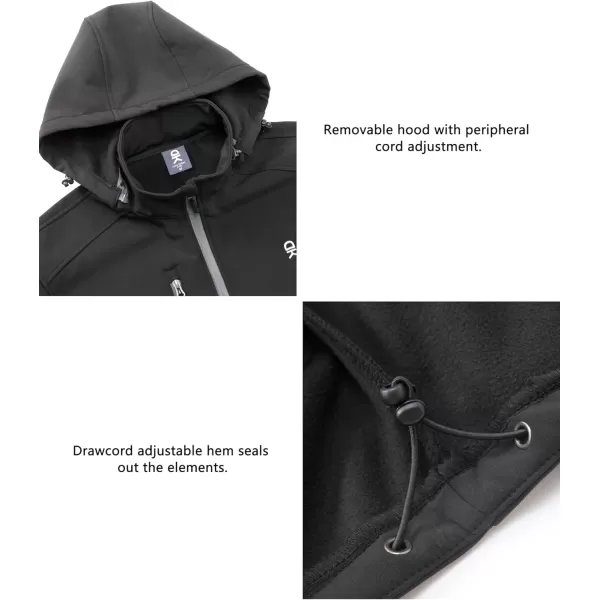 Little Donkey Andy Women’s Softshell Jacket, Ski Snowboarding Jacket with Removable Hood, Fleece Lined and Water Repellent