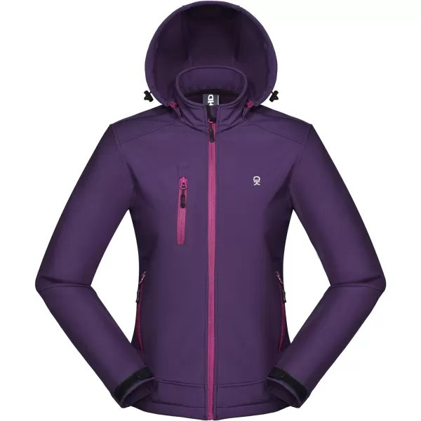 Little Donkey Andy Women’s Softshell Jacket, Ski Snowboarding Jacket with Removable Hood, Fleece Lined and Water Repellent