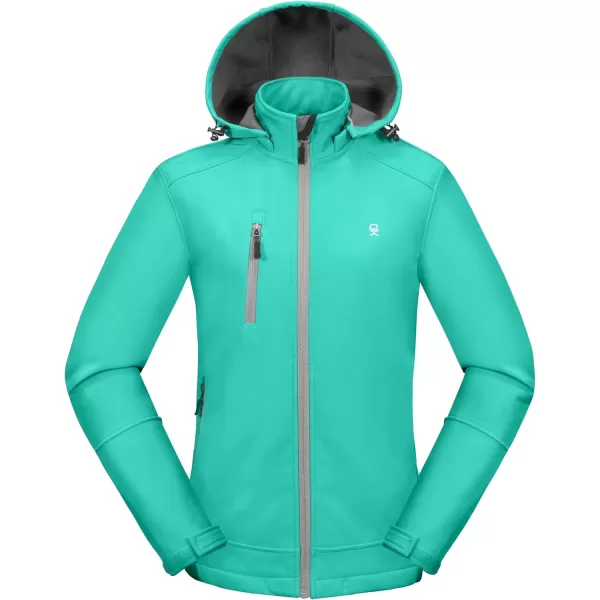 Little Donkey Andy Women’s Softshell Jacket, Ski Snowboarding Jacket with Removable Hood, Fleece Lined and Water Repellent