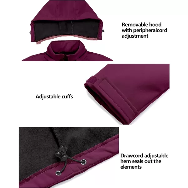 Little Donkey Andy Women’s Softshell Jacket, Ski Snowboarding Jacket with Removable Hood, Fleece Lined and Water Repellent