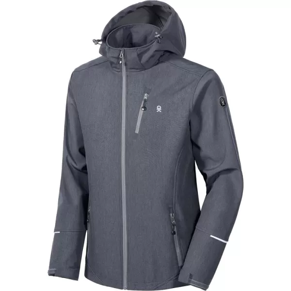 Little Donkey Andy Men's Softshell Jacket Ski Jacket with Removable Hood, Fleece Lined and Water Repellent