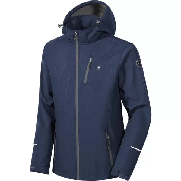 Little Donkey Andy Men's Softshell Jacket Ski Jacket with Removable Hood, Fleece Lined and Water Repellent