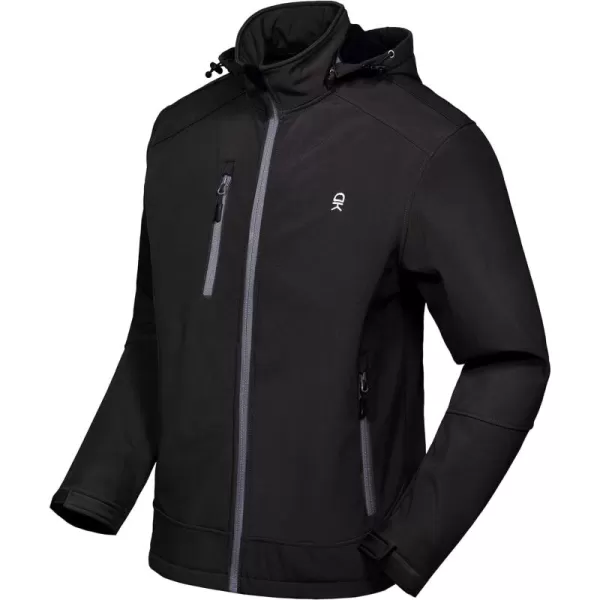 Little Donkey Andy Men’s Softshell Jacket with Removable Hood, Fleece Lined and Water Repellent