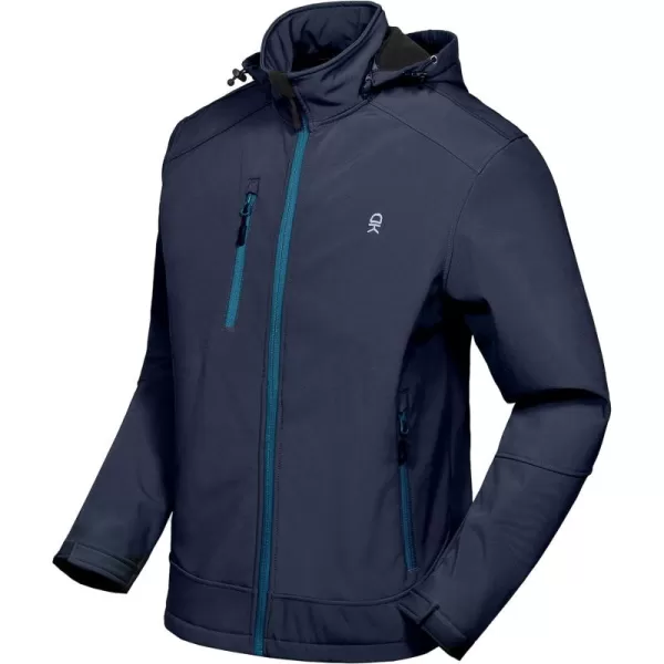 Little Donkey Andy Men’s Softshell Jacket with Removable Hood, Fleece Lined and Water Repellent