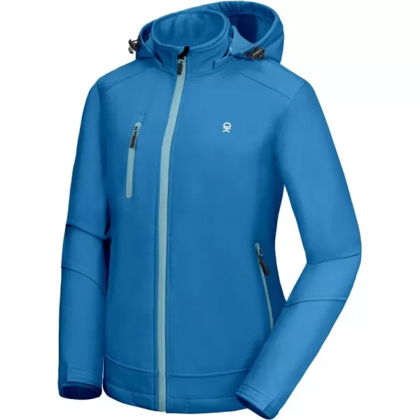 Little Donkey Andy Women’s Softshell Jacket, Ski Snowboarding Jacket with Removable Hood, Fleece Lined and Water Repellent
