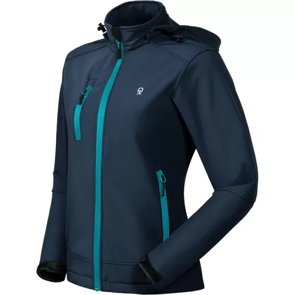 Little Donkey Andy Women’s Softshell Jacket, Ski Snowboarding Jacket with Removable Hood, Fleece Lined and Water Repellent
