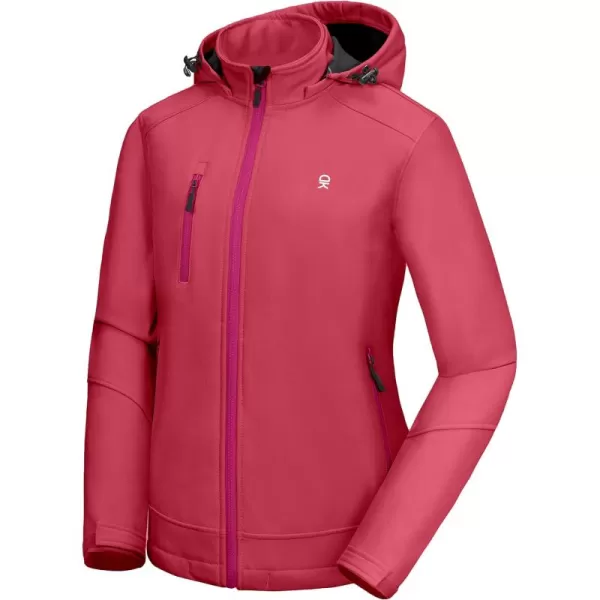 Little Donkey Andy Women’s Softshell Jacket, Ski Snowboarding Jacket with Removable Hood, Fleece Lined and Water Repellent