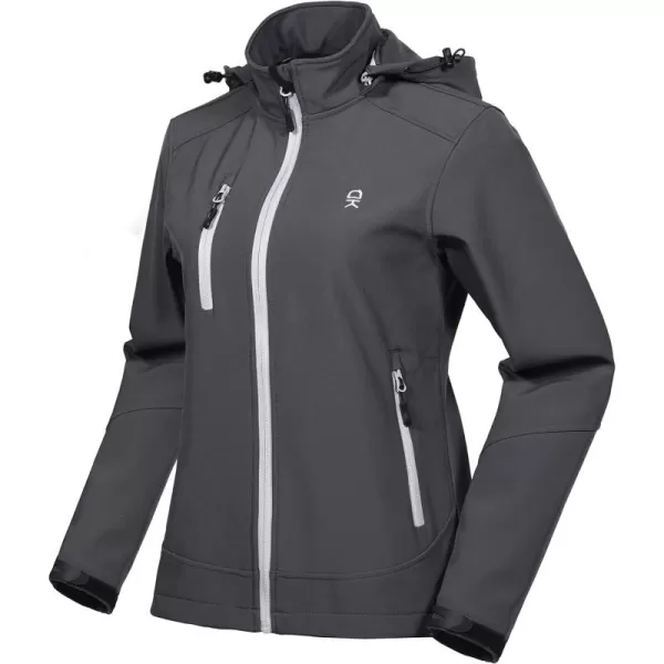 Little Donkey Andy Women’s Softshell Jacket, Ski Snowboarding Jacket with Removable Hood, Fleece Lined and Water Repellent