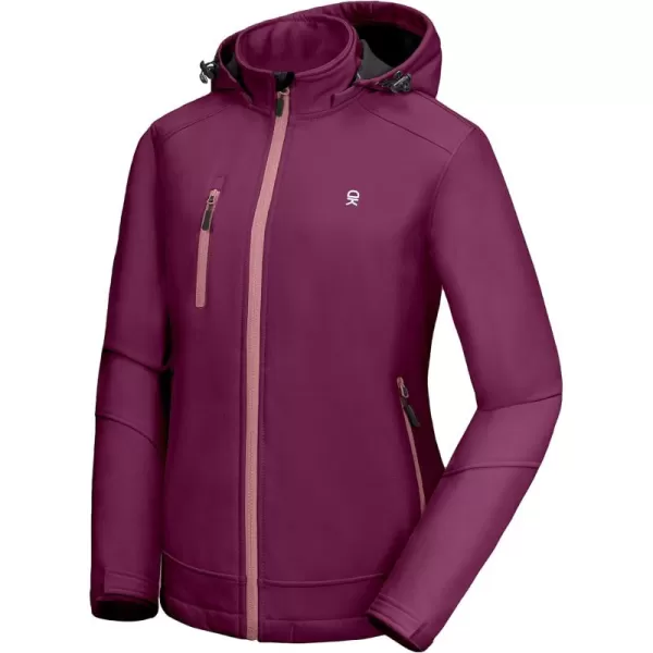 Little Donkey Andy Women’s Softshell Jacket, Ski Snowboarding Jacket with Removable Hood, Fleece Lined and Water Repellent