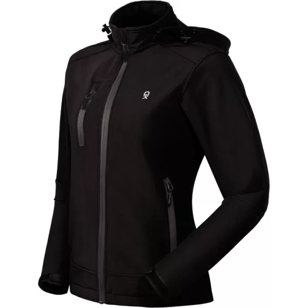 Little Donkey Andy Women’s Softshell Jacket, Ski Snowboarding Jacket with Removable Hood, Fleece Lined and Water Repellent