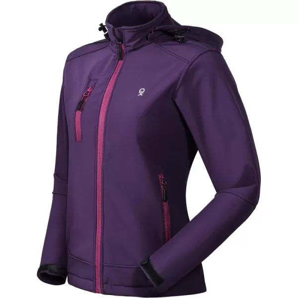 Little Donkey Andy Women’s Softshell Jacket, Ski Snowboarding Jacket with Removable Hood, Fleece Lined and Water Repellent