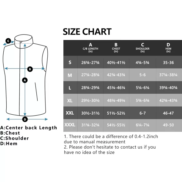 Little Donkey Andy Men's Fleece Vest Full Zip Sweater,Lightweight Warm Sleeveless Jacket for Hiking Golf