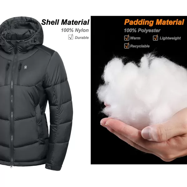 Little Donkey Andy Women's Hooded Puffer Jacket Full-Zip Winter Lightweight Windproof Warm Quilted Coat with Pockets