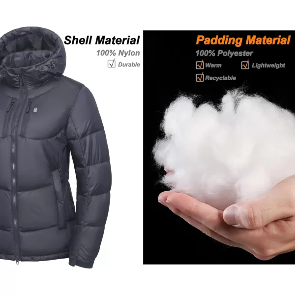Little Donkey Andy Women's Hooded Puffer Jacket Full-Zip Winter Lightweight Windproof Warm Quilted Coat with Pockets