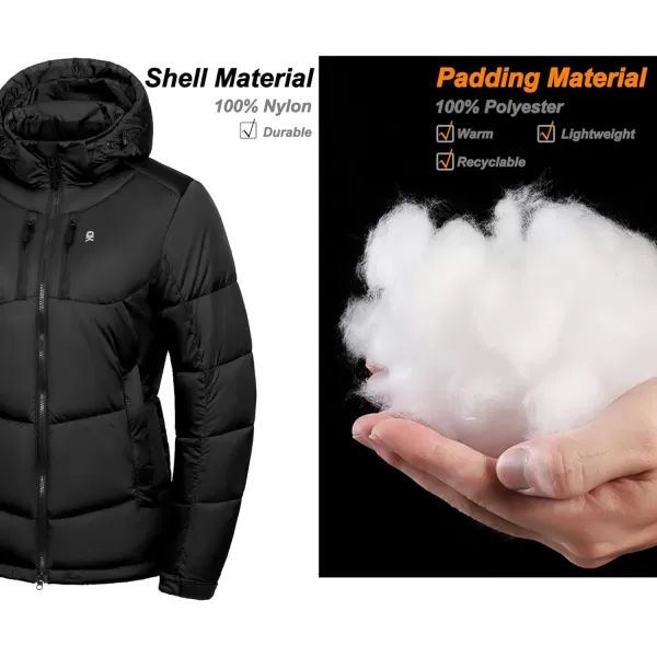 Little Donkey Andy Women's Hooded Puffer Jacket Full-Zip Winter Lightweight Windproof Warm Quilted Coat with Pockets