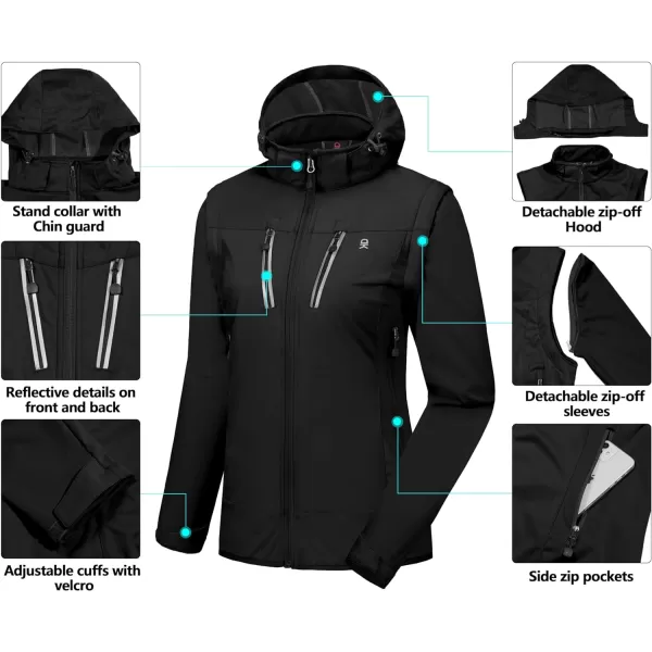 Little Donkey Andy Women's Lightweight Softshell Jacket with Detachable Sleeves and Hood, Windbreaker for Hiking Golf