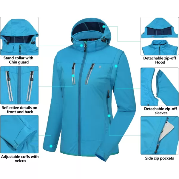 Little Donkey Andy Women's Lightweight Softshell Jacket with Detachable Sleeves and Hood, Windbreaker for Hiking Golf
