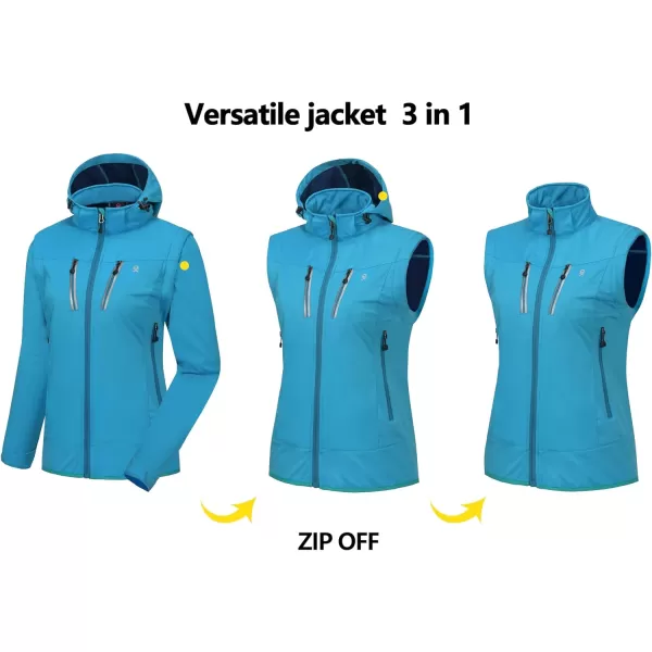 Little Donkey Andy Women's Lightweight Softshell Jacket with Detachable Sleeves and Hood, Windbreaker for Hiking Golf
