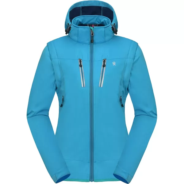 Little Donkey Andy Women's Lightweight Softshell Jacket with Detachable Sleeves and Hood, Windbreaker for Hiking Golf
