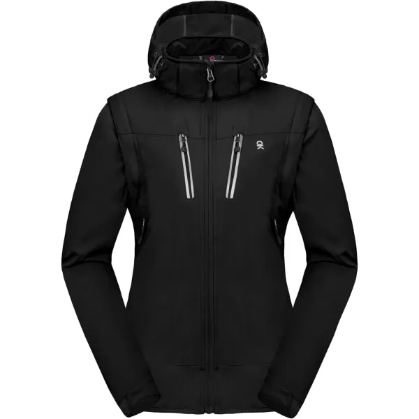 Little Donkey Andy Women's Lightweight Softshell Jacket with Detachable Sleeves and Hood, Windbreaker for Hiking Golf