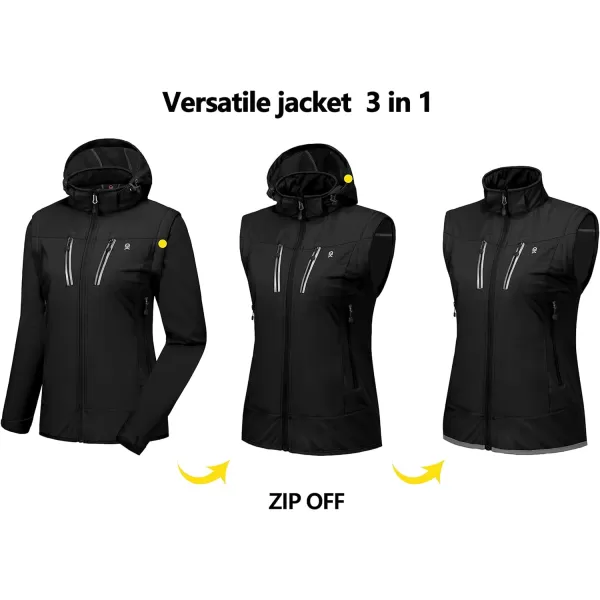 Little Donkey Andy Women's Lightweight Softshell Jacket with Detachable Sleeves and Hood, Windbreaker for Hiking Golf