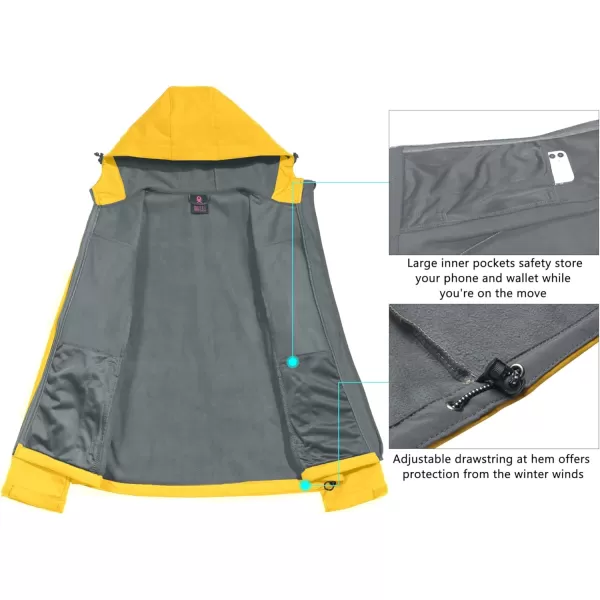 Little Donkey Andy Women's Softshell Jacket Hooded Windproof Fleece Lined Jackets, Water Repellent and Lightweight