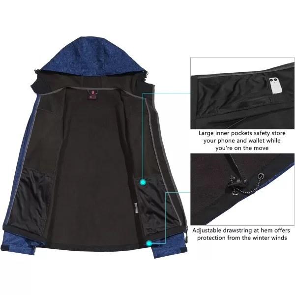 Little Donkey Andy Women's Softshell Jacket Hooded Windproof Fleece Lined Jackets, Water Repellent and Lightweight
